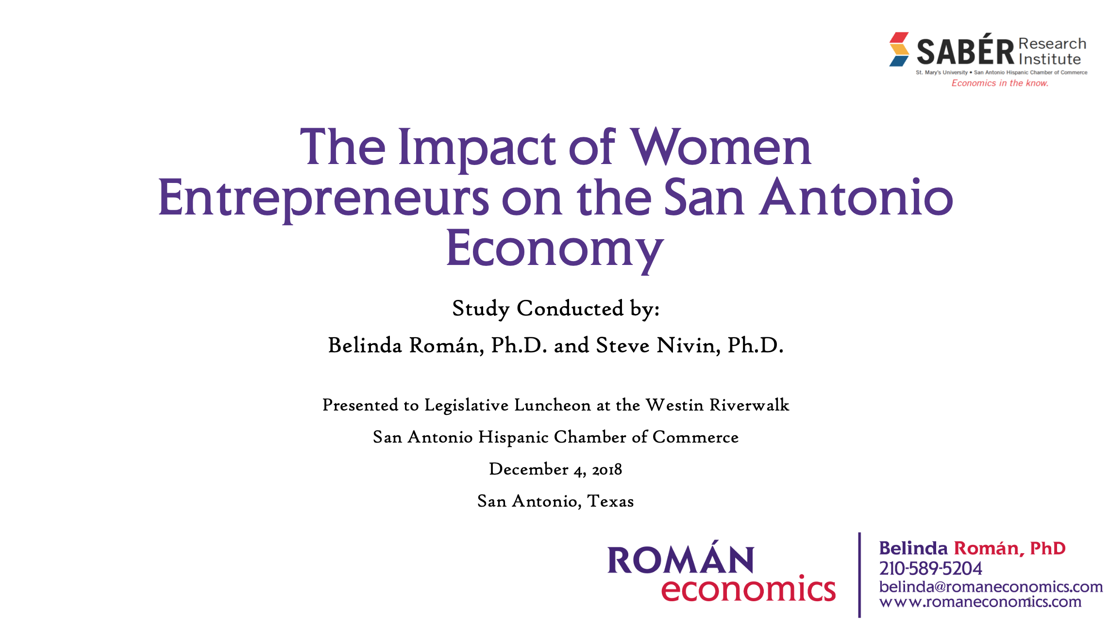 The Impact of Women Entrepreneurs on the San Antonio Economy